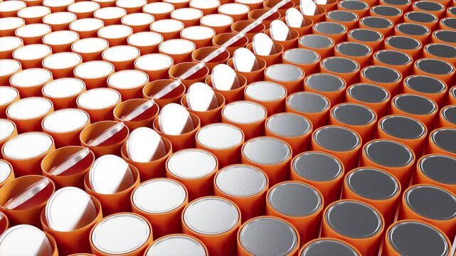 round metal lids orange cylinder containers bg