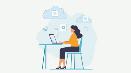 Confident Businesswoman Working at Desk in Office Setting