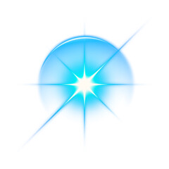 Blue Glowing Starburst Effect on Transparent Background

