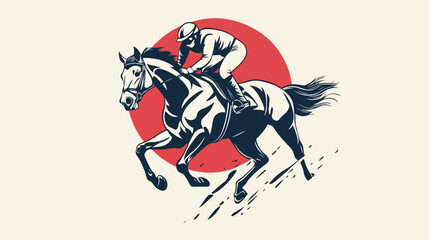 Obraz premium Dynamic Racing Horse and Jockey Logo Design Vector Illustration