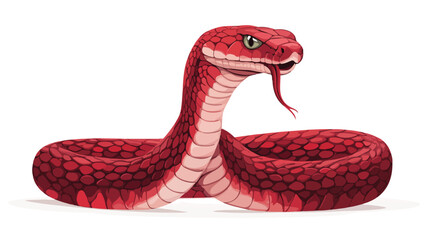 Fototapeta premium Red Cobra Coiled with Raised Hood and Tongue