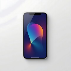 Modern smartphone with a colorful abstract design displayed on its screen