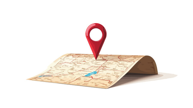 Professional Red Pointer with Paper Map Vector Design