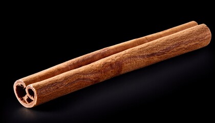 single cinnamon stick isolated on black background cut out