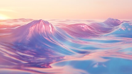 Ocean waves in sunset light. Abstract water surface with colourful gradient on vacation background. Summer tropical resort.