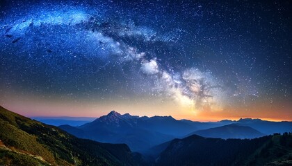 milky way night sky over mountain range
