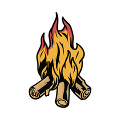 campfire with separate white background