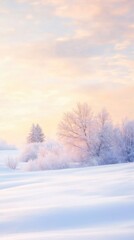 Obraz premium Winter sunrise frosty landscape. Possible use Nature, background