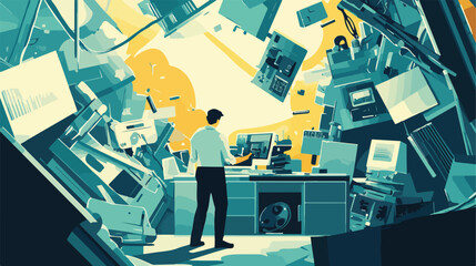 Technical Error Flat Vector Illustration Center