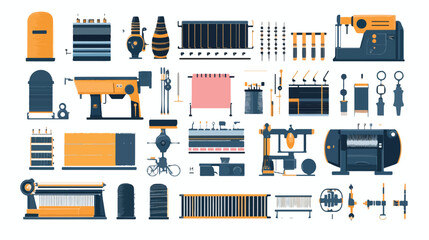 Modern Textile Industry Flat Icons Vector Illustration