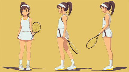 Tennis Girl Flat Vector Illustration - Centered Sports Design