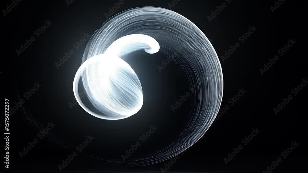 Poster abstract swirling glowing energy form against a dark background displaying dynamic movement and ethe