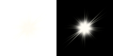 Fototapeta premium Sharp Starburst Light Effects with Transparent and Black Backgrounds 