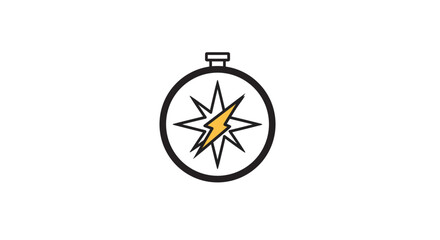 Illustration of a compass with a lightning bolt in the center design