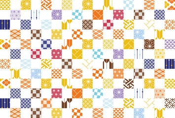 秋の季節の彩り和柄背景イラスト