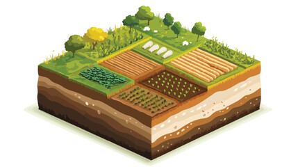 Isometric Block with Layers of Earth Farm Land Image