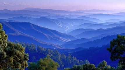 Mountain Range Landscape, Blue Hour Scenery, Nature Background