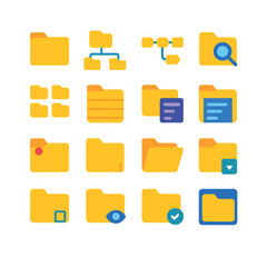 UI Folder Elements modern flat .folder tab, folder tree view, breadcrumb folder path, folder search bar, folder icon grid, folder icon list, folder context menu, folder properties