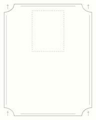 Funeral card. Minimalist black border with room for photo and farewell text.