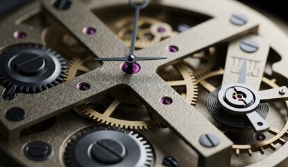Clock's Inner Gear System Capturing Precision and Craftsmanship Elements