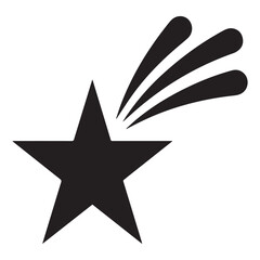 Obraz premium Black star icon with three abstract motion streaks on a white background