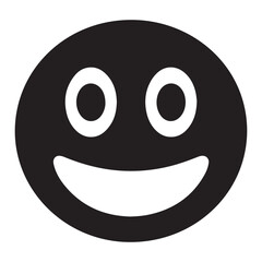 Fototapeta premium Simple black and white smiley face icon with a wide open mouth