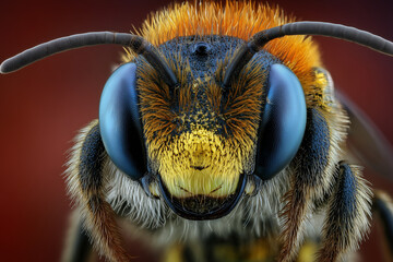 Extreme Macro of Solitaire Bee with Blue Eyes