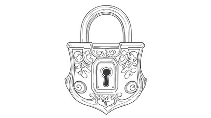 Minimalist Line Art Lock Icon on White Background
