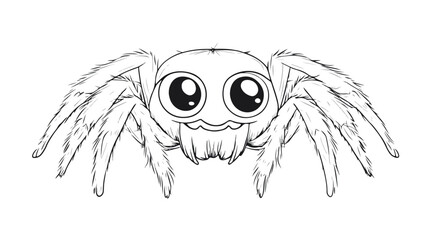 Cute Little Spider Cartoon Coloring Page for Kids