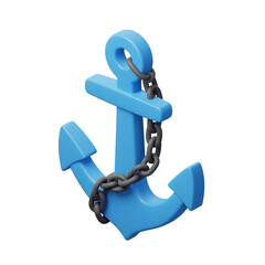 Isometric blue anchor with black chain