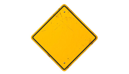 Yellow Diamond Warning Sign with Black Border Isolated Transparent Background