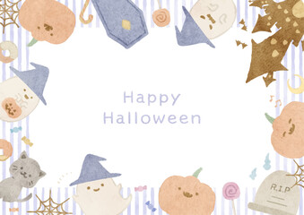 ほんわか可愛いハロウィーンのフレームイラスト