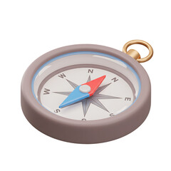 Isometric brown compass for sea navigation