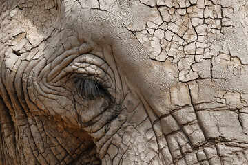 Fototapeta premium African Elephant Skin Close-up: Textured Dry Wrinkles