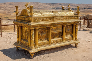 Ark Ornate Golden of the Covenant Replica in Israeli Desert