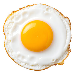 A single fried egg with a bright yellow yolk. The egg is round and has a slightly crispy edge