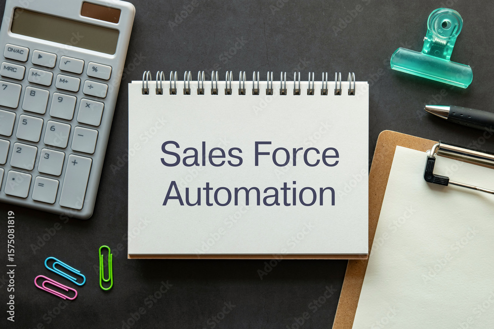 Aufkleber there is notebook with the word sales force automation. it is as an eye-catching image.