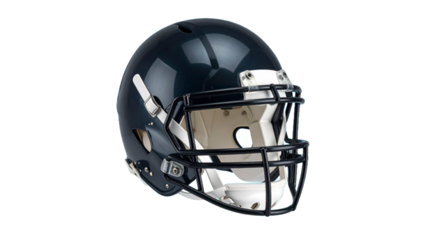 Dark Blue Football Helmet With Grid Isolated Transparent Background