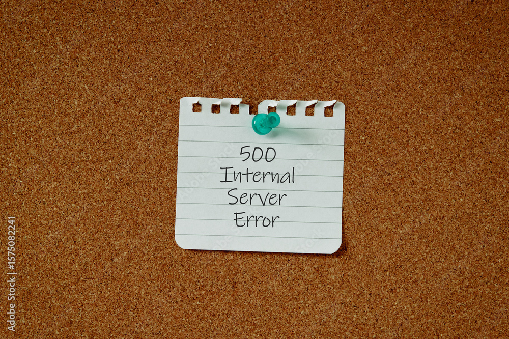 Poster there is word card with the word 500 internal server error. it is as an eye-catching image.