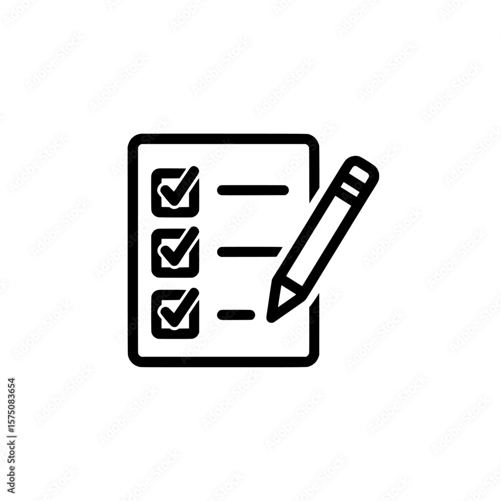 Poster checklist with pencil and checkmarks for task management and organization
