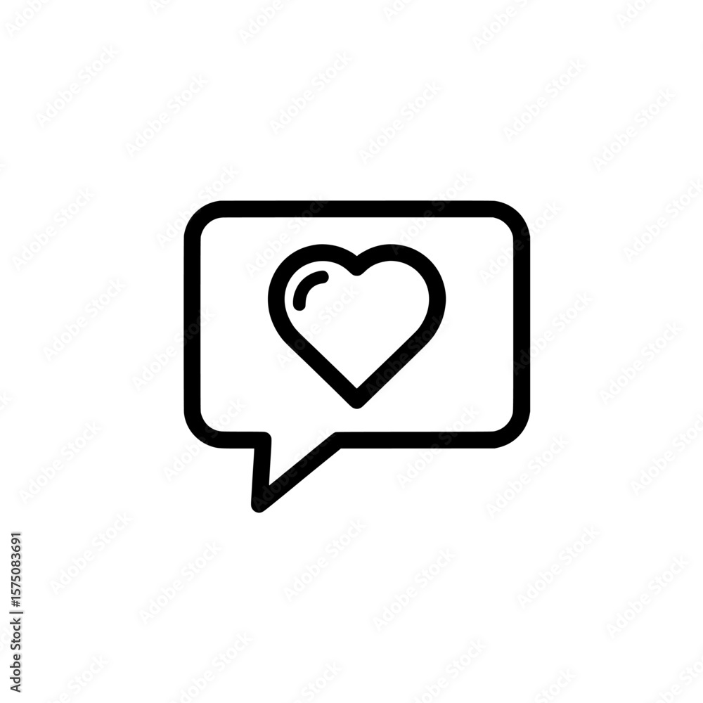 Poster chat bubble with heart symbol for expressing affection and connection