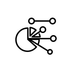 Data analysis chart with connecting nodes and pie segments