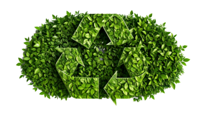 Green Leaf Recycling Symbol on Transparent Background Depicting Environmental Conservation Isolated Transparent Background
