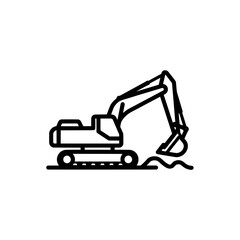 Naklejka premium Excavator machine working on construction site with dirt