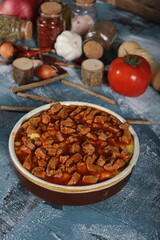Turkish Meat Stew in Clay Pot – Traditional Güveç with Vegetables and Slow-Cooked Beef