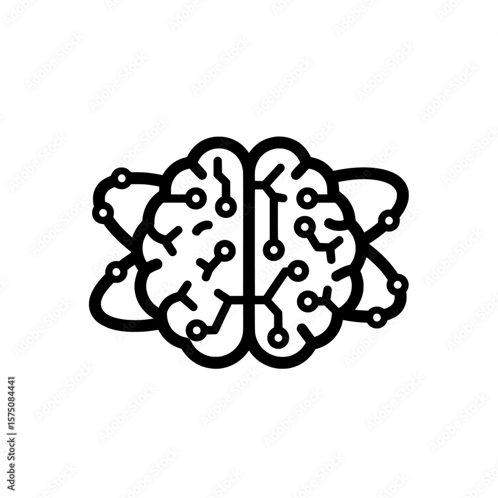Poster modern technology brain with circuits and connections for digital concepts
