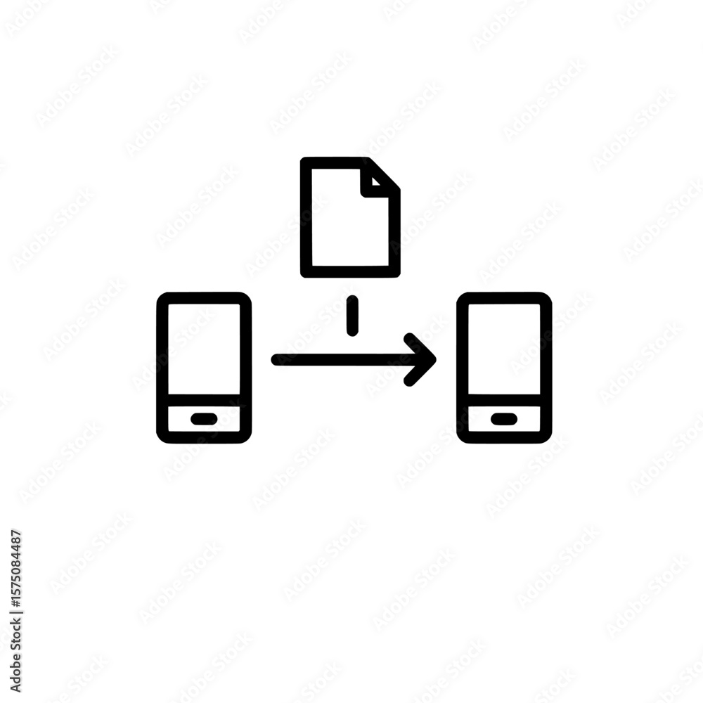 Poster file transfer between mobile devices with document icon