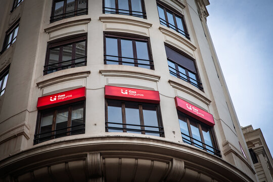 VALENCIA, SPAIN - APRIL 15, 2025: Ges Seguros logo on their office in valencia. Ges Seguros is a spanish insurance, insurer and reinsurer.