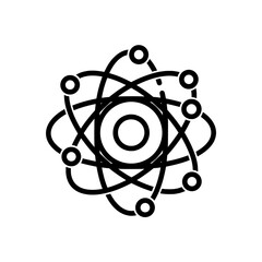 Atomic structure symbol with orbiting electrons in minimalist style