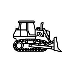 Naklejka premium Bulldozer construction vehicle on track for heavy-duty operations